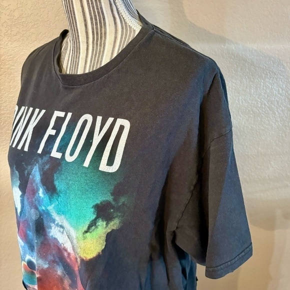 Pink Floyd Tee XL Retro Wash Scissor Hem Black Dark Side of the Moon Album - Picture 7 of 12